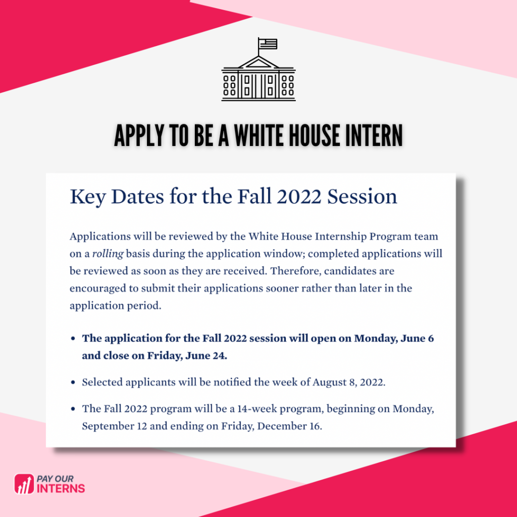 White House internship applications are NOW OPEN Pay Our Interns